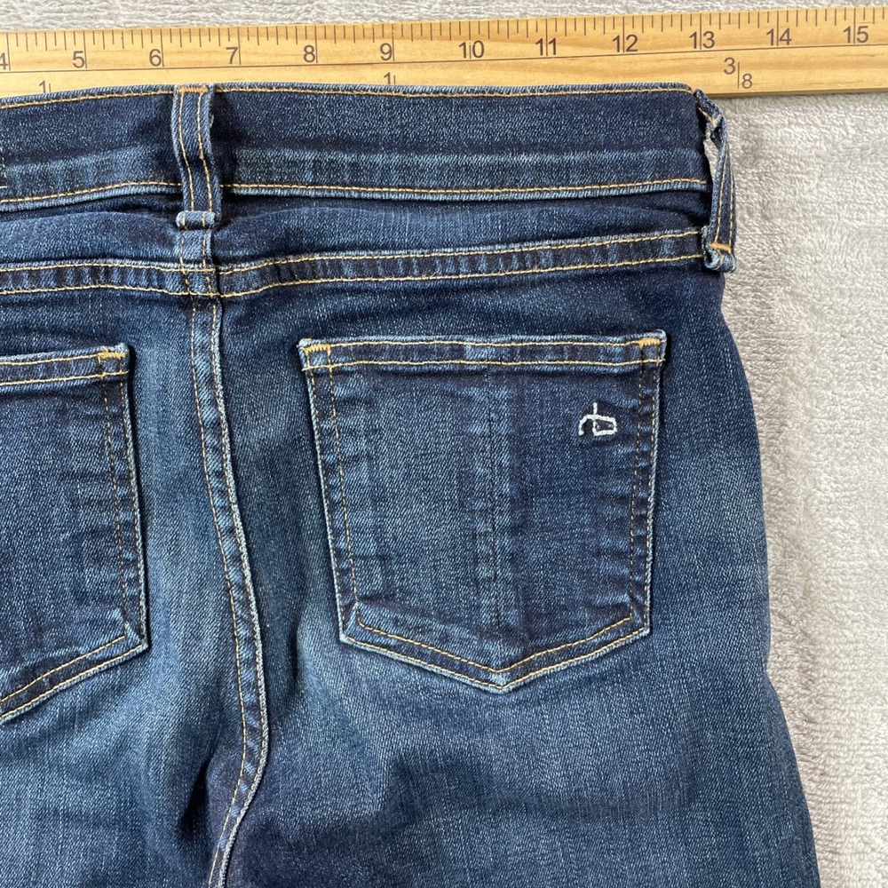Rag Bone Jeans Skinny Womens 26 Blue Dark Wash Low Rise Whiskers Grunge Stretch - Picture 4 of 13